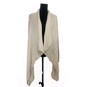 Vineyard Vines Cashmere Blend Cable Knit Open Front Waterfall Cream Cardigan M